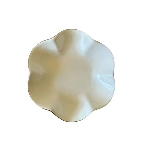2 for $30 Porcelain Jewelry Candy Trinket  Ivory Scallop Plate - Picture 1 of 3